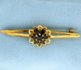 Vintage 18k Yellow Gold And Garnet Pin