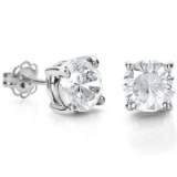 White Topaz 2ct Tw Stud Earrings 6mm In Sterling Silver