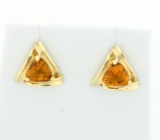 Trillion Cut Citrine Earrings