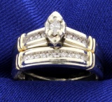 Vintage Diamond Engagement Ring & Wedding Band Set