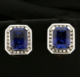 6ct Tw Sapphire And Diamond Earrings