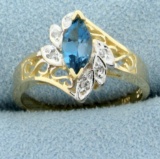 Blue Spinel & Diamond Ring