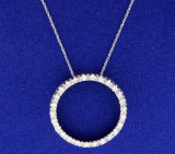1/2 Ct Tw Diamond Circle Pendant With Chain