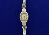 Vintage 14k Gold And Diamond Helbros Wrist Watch