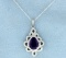 Amethyst And Diamond Sterling Pendant With Chain