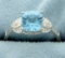 Vintage Style Blue Topaz Ring With Diamonds