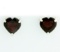 Large Garnet Heart Earrings