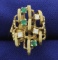 Custom Made Unique Emerald And Diamond Ring