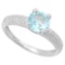 Baby Swiss Blue Topaz Ring With Diamond In Sterling Silver