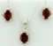 Garnet 1.4ct Tw Earring And Pendant Set With Diamonds In Sterling Silver