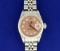 2005 Women's Rolex Datejust Watch With Salmon And Diamond Dial
