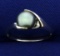 Silver Pearl Ring In 14k White Gold