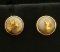 Gold Veined Quartz Stud Earrings In 14k Gold