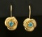 Unique Blue Topaz Drop Earrings In 14k Gold