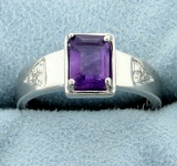 Sleek 1ct Amethyst Ring With Diamonds