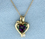 Gold Mystic Topaz Heart Pendant With Chain