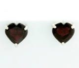 Large Garnet Heart Earrings