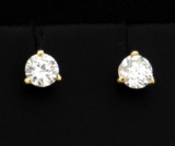 1/2 Ct Diamond Stud Earrings In 14k Yellow Gold Martini Settings