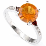 Citrine And Garnet Ring In Sterling Silver