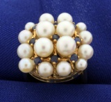 Vintage Pearl And Sapphire Ring