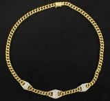 Italian Made 18k 15 1/2 Inch Diamond Link Necklace
