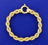 7 3/4 Inch 18k Thick Rope Bracelet