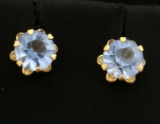 Sky Blue Crystal Stud Earrings