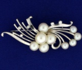 Vintage Pearl And Diamond Pin Or Brooch