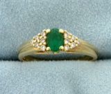 Natural Emerald And Diamond Ring