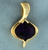 Over 10ct Amethyst And Diamond Pendant Or Slide