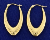Elongated Hoop 14k Gold Earrings