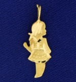 Diamond Cut Young Girl Or Daughter Pendant Or Charm