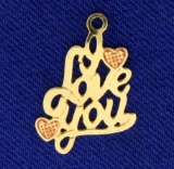 14k Gold I Love You Pendant Or Charm