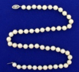 Antique Cultured Pearl Necklace With Diamond Clasp