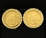 1/10oz Gold American Eagle Coin Earrings