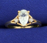 Sky Blue Topaz And Diamond Ring