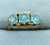 Antique 3 Stone Blue Topaz Ring