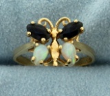 Butterfly Opal And Sapphire Ring