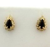 Natural Sapphire And Diamond Earrings