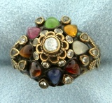 Antique Multi Gemstone Ring In 14k Gold