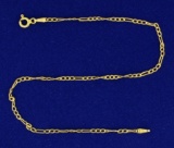 Italian Made 9 1/2 Inch Figaro Link Anklet