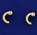Italian Made 14k Gold Crescent Shaped Earrings With Magnetic Back For Non Pierced Ears