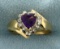 Amethyst Heart And Diamond Ring