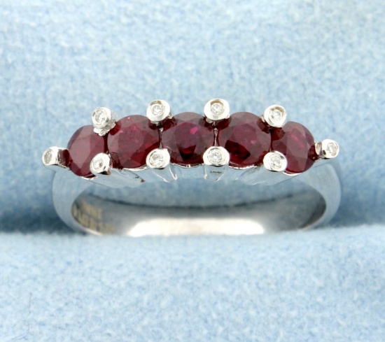 Natural Ruby And Diamond Band Ring