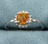 Citrine Sunburst Ring In Sterling Silver