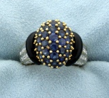 Lab Sapphire And Diamond Ring