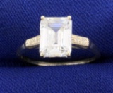 2.5ct Emerald Cut Cz Gemstone Ring In 14k Gold