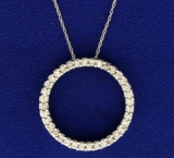 1ct Tw Circle Diamond Pendant With Chain