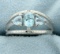 Three Stone Blue Topaz Ring With Diamonds