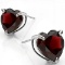 Garnet Heart Stud Earrings 6mm In Sterling Silver
